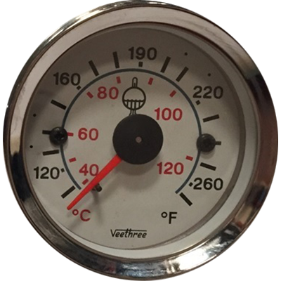 MARCADOR TEMPERATURA AGUA MECANICO 200" 5.08M TABLERO BLANCO ARO CROMADO