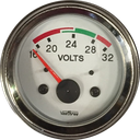 VOLTIMETRO 52MM 24V ESCALA 16-32 ESCALA COLOR TABLERO BLANCO ARO CROMADO