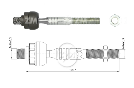 TERMINAL AXIAL HYUNDAI ELANTRA IV - HD 2007 - 2 L:163RC:M16-1 50RP:M14-1 50TP:119N.MTC86N.M 
