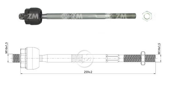 TERMINAL AXIAL FORD EXPLORER F150 RANGER MERCURY MAZDA B2300 B2500 NAVAJO L:259RC:M16-1 50RP:M14-1 50TP:119N.MTC86N.M