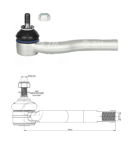 TERMINAL EXTERNA DIRECCION IZQ FIAT IDEA PALIO WEEKEND 09 STRADA 09 L:154 RC:M14-1 50 RP:M10-1 25 TP:48N.M MTC:86N.M IC:Ø12 0 C:1:11