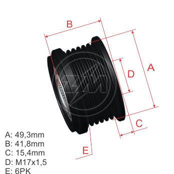POLEA RUEDA LIBRE CITROEN BERLINGO PEUGEOT PARTNER 6C CW TIPO MITSUBISHI 5702-J0-9601008