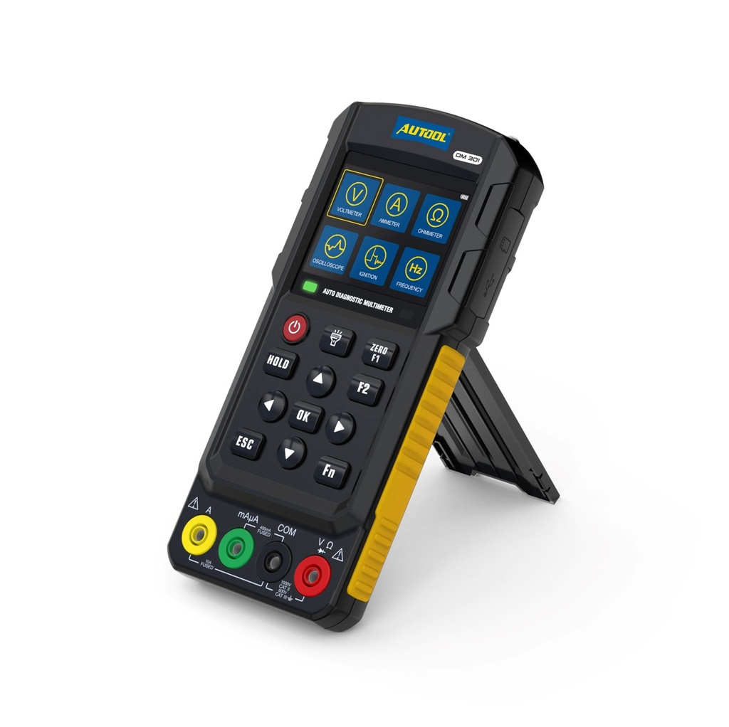 MULTIMETRO DIGITAL DM301 PANTALLA A COLOR (AC/DC, RESISTENCIA, PRUEBA DE SEÑAL DE IGNICIÓN) MOTOCICLETA