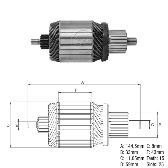 INDUCIDO ARRANQUE AGRALE BUSETA MWM SERIES X10 Y229, FORD CARGO. 12V 3,3KW