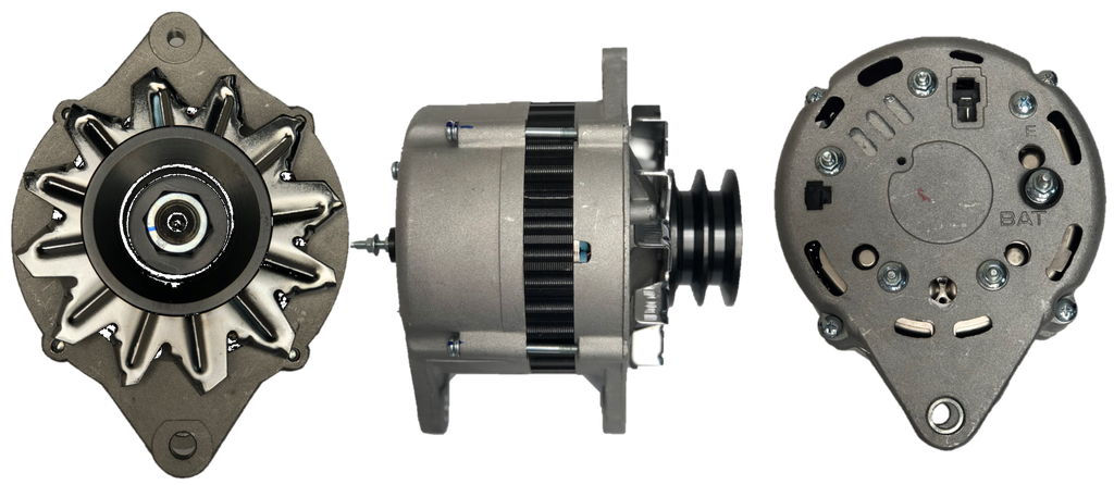 ALTERNADOR CHEVROLET NPR, NKR, MAZDA TURBO, MITSUBISHI CANTER 12V 60AMP FOOT A FOOT 80MM 2PINES P: 2V OD72 T:HITACHI V:EXT