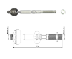 [51ZM-17011057] TERMINAL AXIAL RENAULT MEGANE - II 2003 - 2009 SCENIC L:215RC:M14-1 50RP:M14-1 50TP:78N.MTC86N.M 