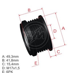 [5696.010.08] POLEA RUEDA LIBRE CITROEN BERLINGO PEUGEOT PARTNER 6C CW TIPO MITSUBISHI 5702-J0-9601008