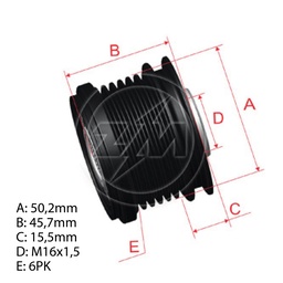 [5696.012.11] POLEA RUEDA LIBRE NISSAN SENTRA 1.8 08-12 VERSA TIIDA 1.8 11 6X16 535026510 56838