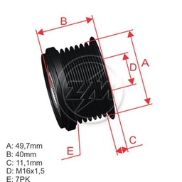 [5696.000.60] POLEA RUEDA LIBRE NISSAN CABSTAR NAVARRA NP300 TERRA 16X7 231004KV0A 231004KV0A