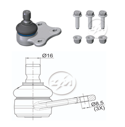 [51ZM-47013002] ROTULA INF FIAT LINEA PUNTO FIORINO IC:Ø16 0 DM:Ø8 5 ETC:33N.M